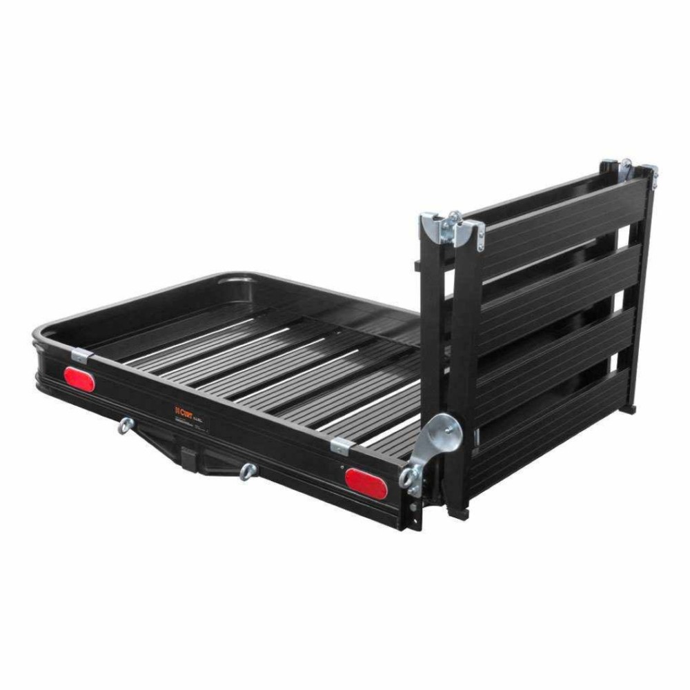 CURT 50x30.5 Hitch Carrier with Folding Ramp & Cargo Net - 500 lb Capacity CURT Aluminum Hitch Cargo Carrier with Ramp and Cargo Net for 2-Inch Receiver