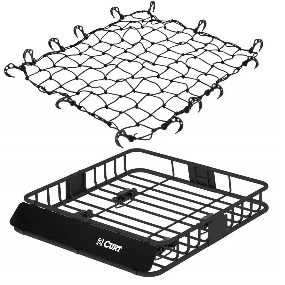 CURT 42x37 Steel Roof Rack Cargo Carrier + 44x36 Elastic Net Bundle