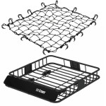 CURT 42x37 Steel Roof Rack Cargo Carrier + 44x36 Elastic Net Bundle