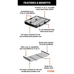 CURT 44x35 Roof Rack Carrier + Extension, Bag & Net – 17 sq ft CURT 44×35 roof rack basket with 24″ extension, 59×34 weather-proof bag & 64×36 net – 17 sq ft, 200 lb