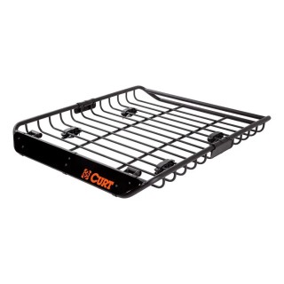 CURT 44x35 Roof Rack Cargo Carrier + Extension – 17 sq ft Basket CURT 44×35 steel roof rack cargo basket with 24″ extension (68×35), 17 sq ft, 200 lb