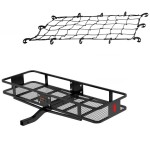 CURT 60x20 Basket Hitch Cargo Carrier & Cargo Net Bundle curt 60x20 basket hitch cargo carrier with 43x24 net mounted on suv