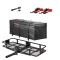 CURT Folding Basket Hitch Cargo Carrier 60x20 + Bag + Straps + Lock, 500 lb CURT 60x20 folding basket hitch cargo carrier with bag, straps & hitch lock – 500 lb capacity