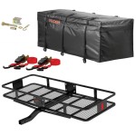 CURT 60x24 hitch cargo carrier bundle with weather-resistant bag and straps CURT 60x24 hitch basket cargo carrier with bag, straps, anti-rattle kit – complete bundle