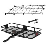 CURT Basket Cargo Carrier Folding 60x24 Bundle w/ Cargo Net & Hitch Lock CURT Folding Hitch Cargo Carrier 60x24 with Elastic Net and Hitch Lock
