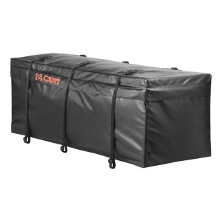 CURT Folding Hitch Cargo Carrier 60x20 + Weather-Resistant Bag + Straps + Lock, 500 lb CURT 60x20 folding hitch cargo carrier bundle with waterproof bag, straps & hitch lock – 500 lb capacity