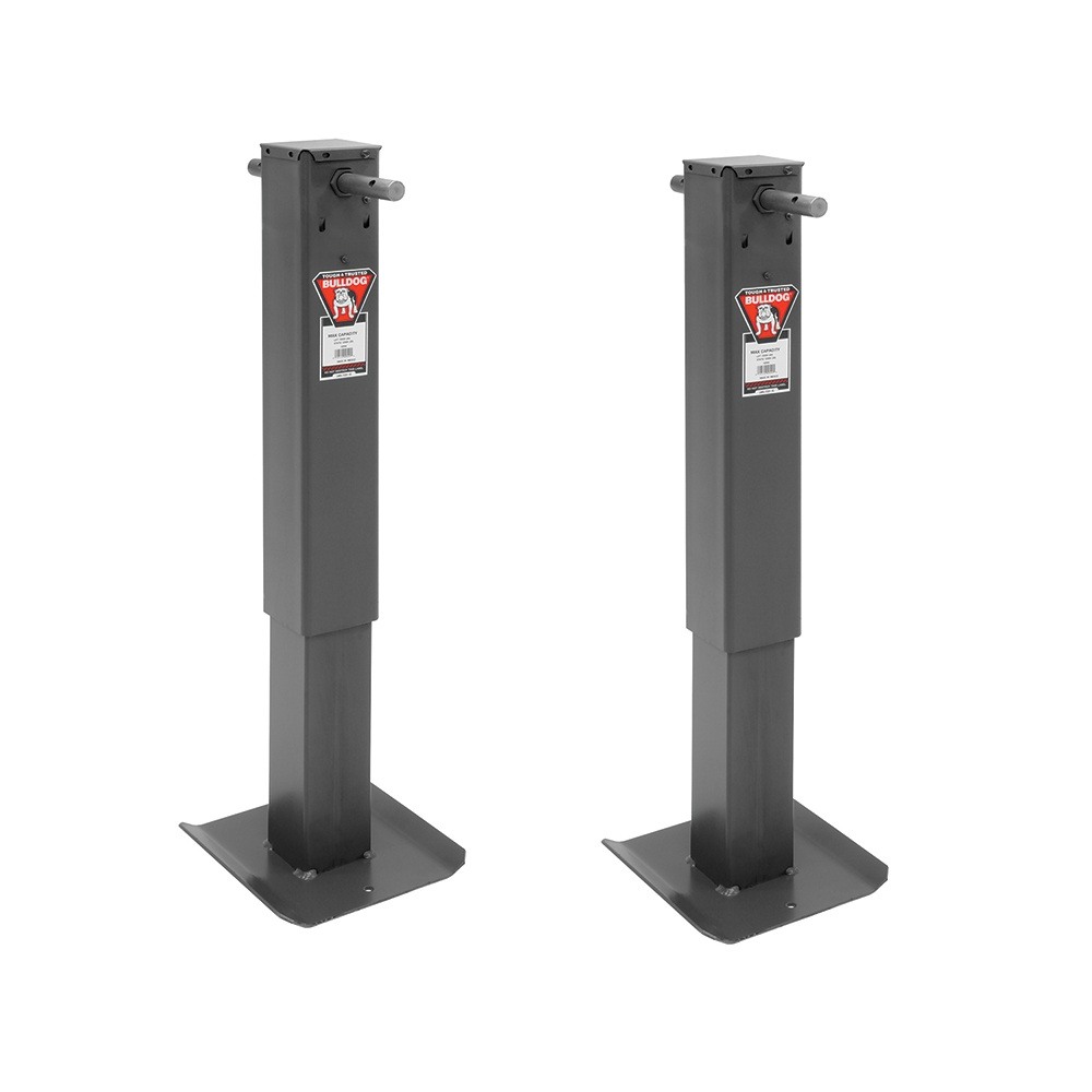 Bulldog 12K Square Trailer Jack Sidewind Fixed Leg Bulldog 12K square trailer jack sidewind fixed leg black powdercoat 4-inch tube