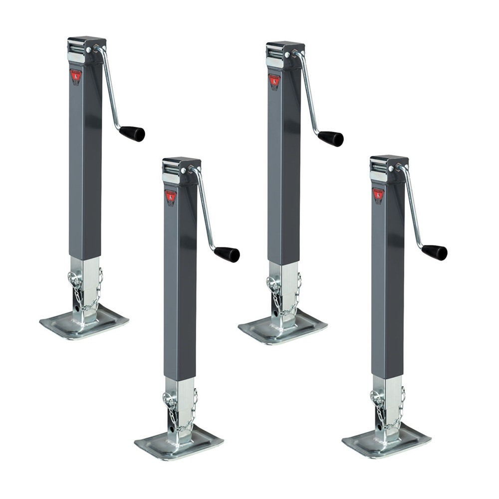 Bulldog 4-Pack 8K Square Sidewind Trailer Jack Bundle – 15″ Lift 4-pack Bulldog 8,000 lb square sidewind trailer jacks with footplate and 15-inch lift