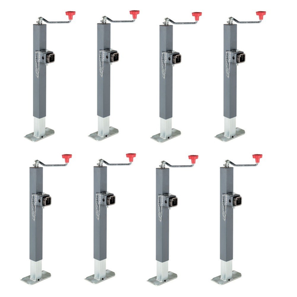 Bulldog 5K Square Topwind Swivel Trailer Jacks – 15" Lift, Weld-On – Set of 8 Bulldog 5K Square Swivel Trailer Jack Set with Topwind Handle and 15" Lift – 8-Pack