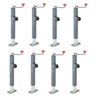 Bulldog 5K Square Topwind Swivel Trailer Jacks – 15" Lift, Weld-On – Set of 8 Bulldog 5K Square Swivel Trailer Jack Set with Topwind Handle and 15" Lift – 8-Pack