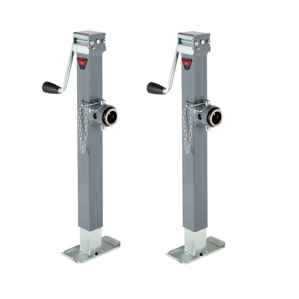 2x Bulldog 5000 lb Square Swivel Jacks – 15 Inch Travel, Sidewind Handle Bulldog 5K Square Pipe Mount Swivel Trailer Jack Bundle with 15" Lift