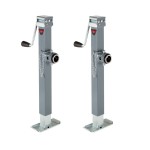 2x Bulldog 5000 lb Square Swivel Jacks – 15 Inch Travel, Sidewind Handle Bulldog 5K Square Pipe Mount Swivel Trailer Jack Bundle with 15" Lift