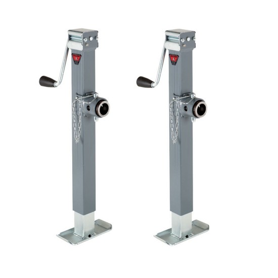 2x Bulldog 5000 lb Square Swivel Jacks – 15 Inch Travel, Sidewind Handle Bulldog 5K Square Pipe Mount Swivel Trailer Jack Bundle with 15" Lift