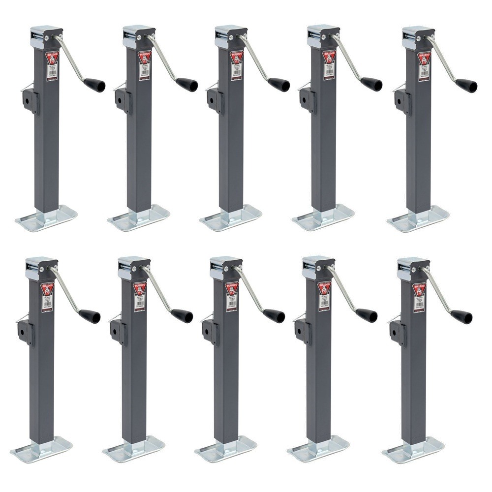 Bulldog 5K Square Swivel Trailer Jack – 15" Lift, Weld-On, 10-Pack Bulldog 5K Square Trailer Jack with Swivel Mount – 10-Pack, 15" Lift, Sidewind