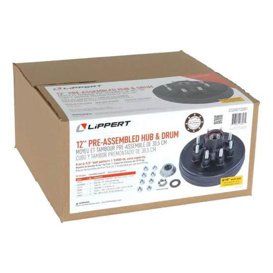 Lippert 12 x 2 Electric Brake & Pre-Greased Hub Assembly Kit for 7K Axles, 8 on 6.5 Lippert 12 x 2 Electric Brake & Pre-Greased Hub Assembly Kit for 7K Axles, 8 on 6.5