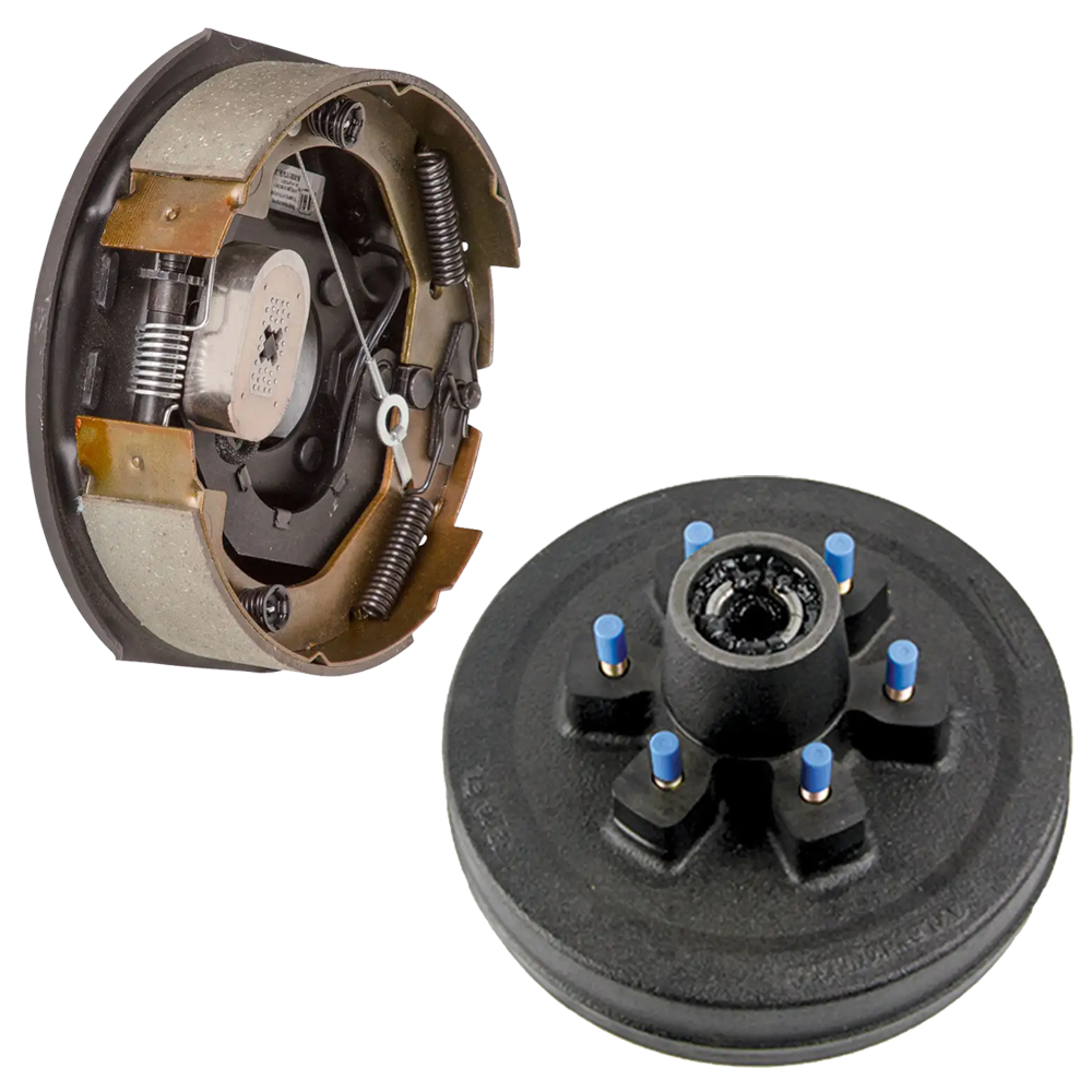 Lippert 10 inch right-hand self-adjust electric trailer brake and fully assembled greased 6x5.5 hub-drum kit for 4,400 lb axle, Dexter Alko compatible