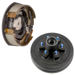 Lippert 10 inch right-hand self-adjust electric trailer brake and fully assembled greased 6x5.5 hub-drum kit for 4,400 lb axle, Dexter Alko compatible
