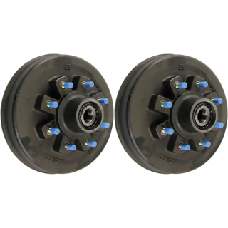 Lippert 12 inch threaded hybrid brake hub pair for 8K axles, 8-on-6.5 bolt pattern, 5/8 inch studs, fits 17.5 inch wheels, Dexter Alko Rockwell compatible