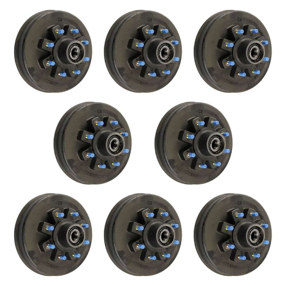 Lippert 12‑inch self‑adjusting brake and threaded hybrid hub‑drum kit, 7K/8K quad‑axle, 8‑on‑6.5 pattern, Dexter compatible