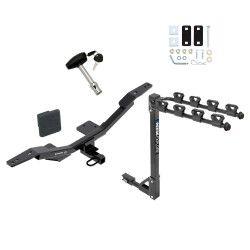 Trailer Tow Hitch w/ 4 Bike Rack For 09-24 Audi A4 4 Dr. Sedan tilt away adult or child arms fold down carrier w/ Lock and Cover