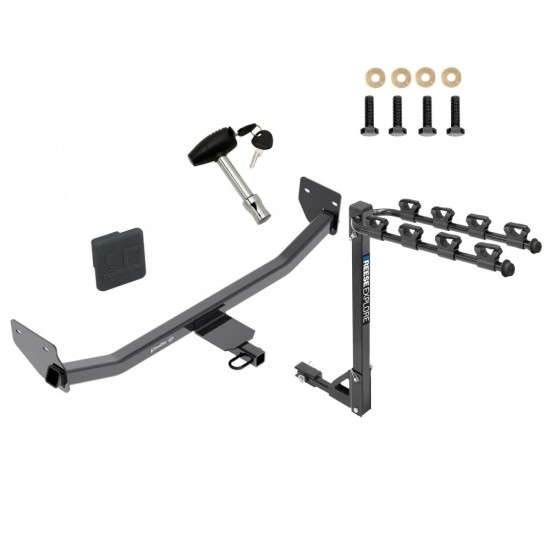 Custom Fit Trailer Hitch4 Bike Carrier Security Lock Pin Rubber Hitch Plug Cover Installation Hardware Installation Instructions 24963 1393100G 580407 2211 Draw-Tite Trailer Tow Hitch 4 Bike Rack 17-22 Hyundai Ioniq Hatchback Hybrid Only Excluding Plug- Trailer Tow Hitch w/ 4 Bike Rack For 17-23 Hyundai Ioniq Hatchback Hybrid Only Excluding Plug-In tilt away adult or child arms fold down carrier w/ Lock and Cover