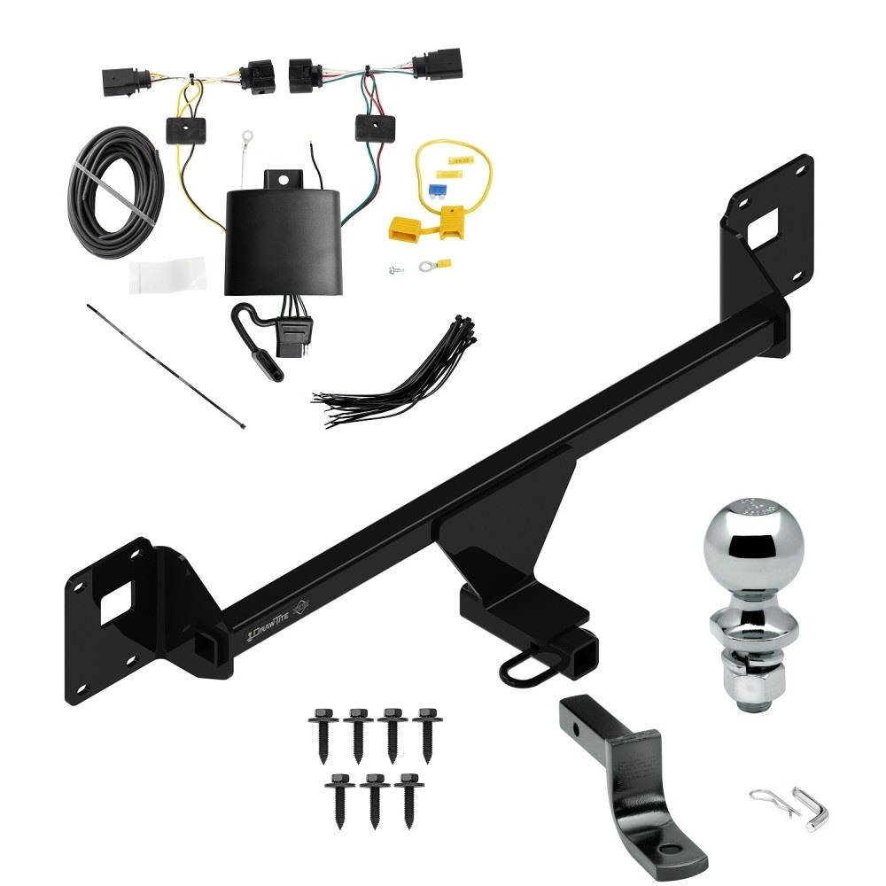 Trailer Tow Hitch For 19-23 Volkswagen Jetta Complete Package w/ Wiring Draw Bar and 2" Ball Trailer Tow Hitch For 19-23 Volkswagen Jetta Complete Package w/ Wiring Draw Bar and 2" Ball
