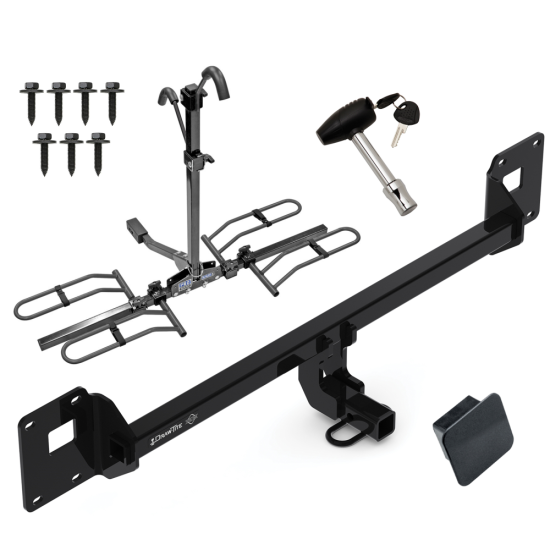 Trailer Tow Hitch For 18-23 Volkswagen GTI 18-19 VW e-Golf Platform Style 2 Bike Rack w/ Hitch Lock and Cover Trailer Tow Hitch For 18-23 Volkswagen GTI 18-19 VW e-Golf Platform Style 2 Bike Rack w/ Hitch Lock and Cover