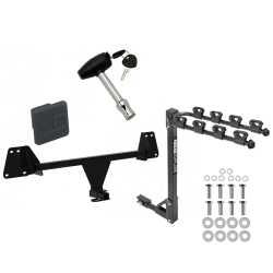 Trailer Tow Hitch w/ 4 Bike Rack For 19-24 Toyota Corolla Hatchback 18-22 C-HR tilt away adult or child arms fold down carrier w/ Lock and Cover