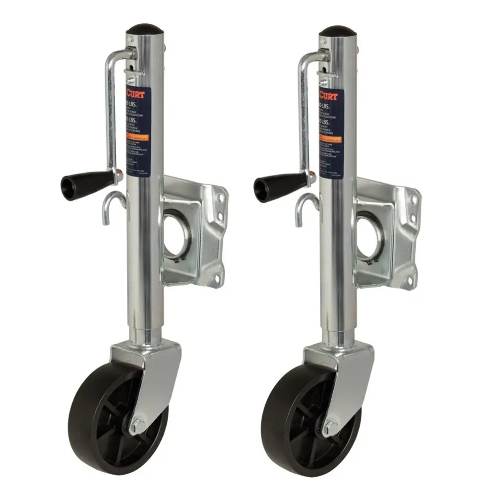 CURT Marine Trailer Jack with 6" Wheel, 10" Travel, Swivel Mount, 1,000 lbs
