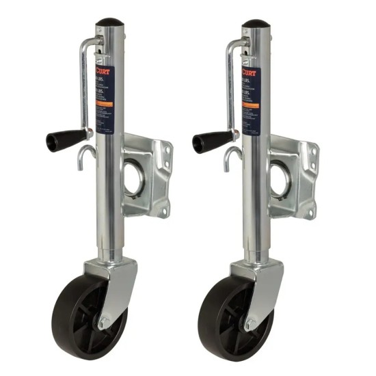 CURT Marine Trailer Jack with 6" Wheel, 10" Travel, Swivel Mount, 1,000 lbs