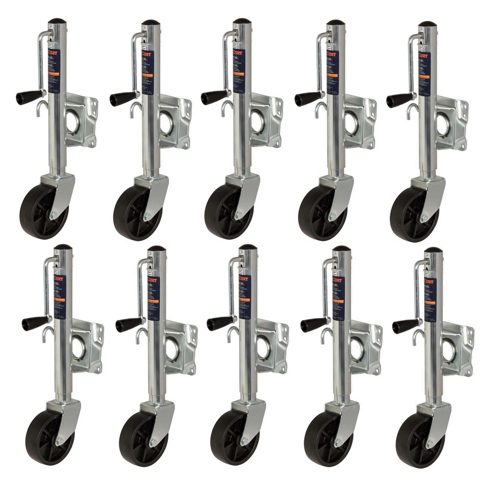 CURT Marine Trailer Jacks 1,000 lbs, 6" Wheel, Sidewind – 10x Bundle CURT 1,000 lb Marine Trailer Jacks with 6-Inch Wheel and Sidewind Handle (10-Pack)