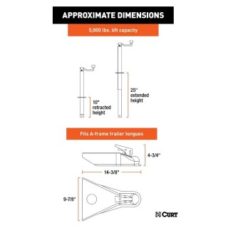 CURT 5000 lbs A-Frame Trailer Jack & Coupler Bundle CURT A-Frame Trailer Jack and 2-Inch Coupler Bundle, 5000 lbs capacity, top handle, 15-inch travel