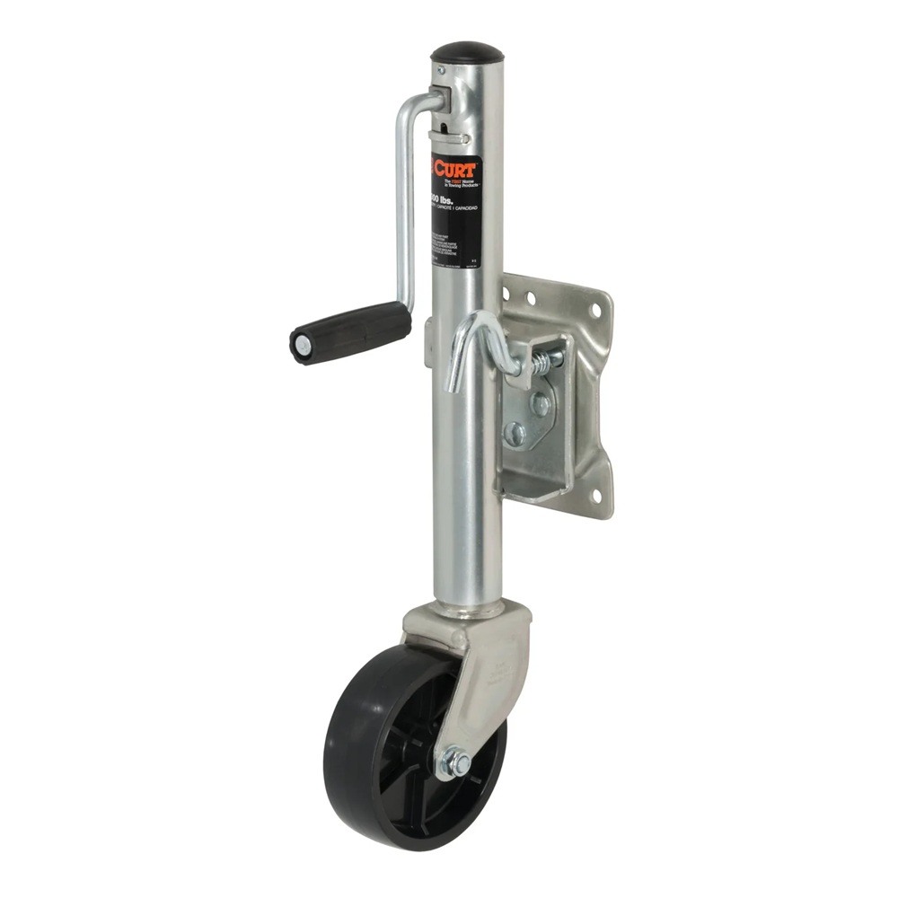CURT 1,200 lb Marine Trailer Jacks – Sidewind Crank with Swivel Mount CURT 1.2K Marine Trailer Jacks with 6-Inch Wheel, Sidewind Handle – 10" Travel