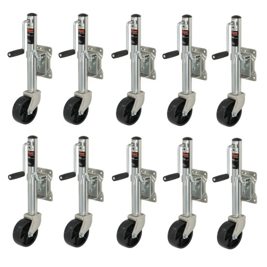CURT Marine Trailer Jacks – 1,200 lb Capacity, 6" Wheel, 10" Travel – 10-Pack Bundle CURT 1.2K Marine Trailer Jack with 6 Inch Wheel and 10 Inch Travel – 10 Pack