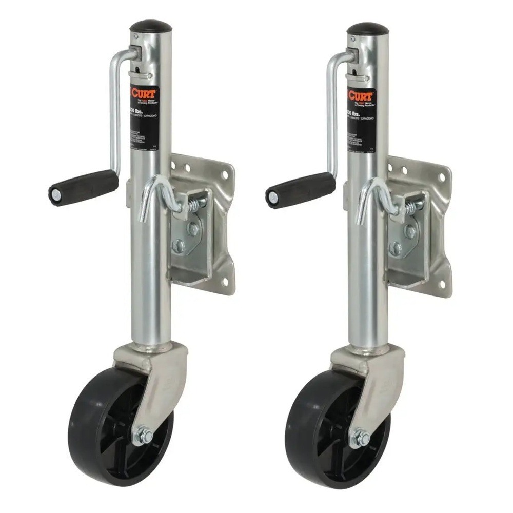 CURT Marine Jack Bundle – 6" Wheel, 1,200 lbs, 10" Travel, 2-Pack CURT Marine Trailer Jack with 6" Wheel, 1,200 lb Capacity, 10" Travel (2-Pack)