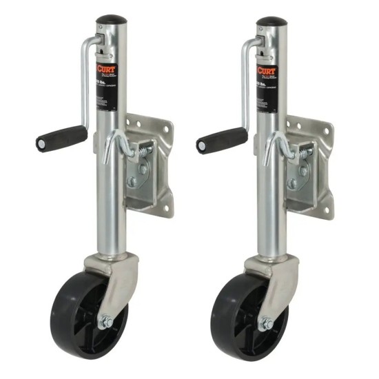 CURT Marine Jack Bundle – 6" Wheel, 1,200 lbs, 10" Travel, 2-Pack CURT Marine Trailer Jack with 6" Wheel, 1,200 lb Capacity, 10" Travel (2-Pack)