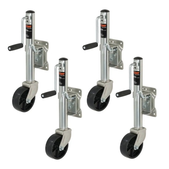 CURT 1,200 lb Marine Jack Set – 6" Wheel, 10" Travel, Swivel Mount (4 Pack) CURT 1.2K Marine Trailer Jack with 6" Wheel and 10" Travel – 4-Pack