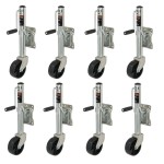 CURT 8x 1.2K Marine Trailer Jacks with Sidewind Handle and 10" Travel CURT 1,200 lb Marine Trailer Jacks with 6" Wheel and Zinc Finish – 8-Pack