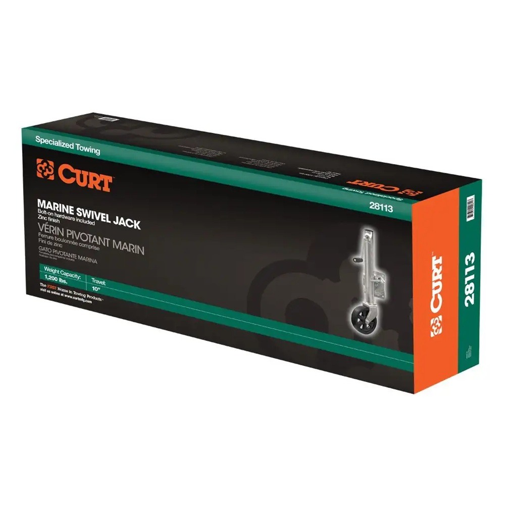 CURT 1,200 lb Marine Jack Set – 6" Wheel, 10" Travel, Swivel Mount (4 Pack) CURT 1.2K Marine Trailer Jack with 6" Wheel and 10" Travel – 4-Pack