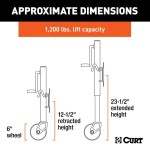 CURT 1,200 lb Marine Jack Set – 6" Wheel, 10" Travel, Swivel Mount (4 Pack) CURT 1.2K Marine Trailer Jack with 6" Wheel and 10" Travel – 4-Pack