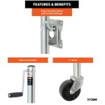 CURT 1,200 lb Marine Jack Set – 6" Wheel, 10" Travel, Swivel Mount (4 Pack) CURT 1.2K Marine Trailer Jack with 6" Wheel and 10" Travel – 4-Pack