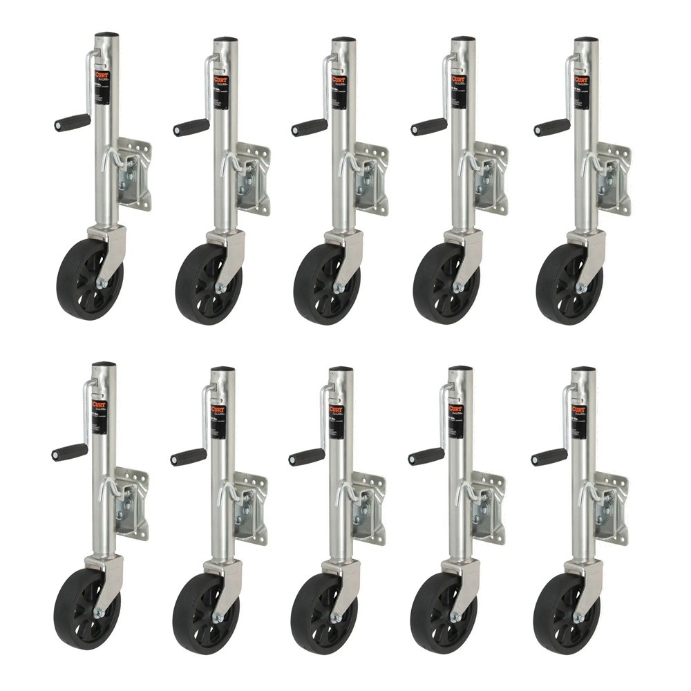 CURT 1,500 lb Sidewind Marine Jack 10-Pack with 8" Wheel and Swivel Mount CURT 1.5K Marine Trailer Jack with 8" Wheel and 10" Travel, Pack of 10