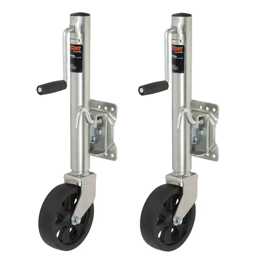 CURT 1.5K Marine Swivel Jacks with 8-Inch Wheel – 2-Pack for Boat Trailers CURT 2-Pack 1.5K Marine Trailer Jacks with 8" Wheel and Sidewind Handle