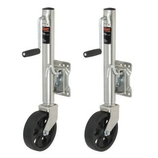 CURT 1.5K Marine Swivel Jacks with 8-Inch Wheel – 2-Pack for Boat Trailers CURT 2-Pack 1.5K Marine Trailer Jacks with 8" Wheel and Sidewind Handle