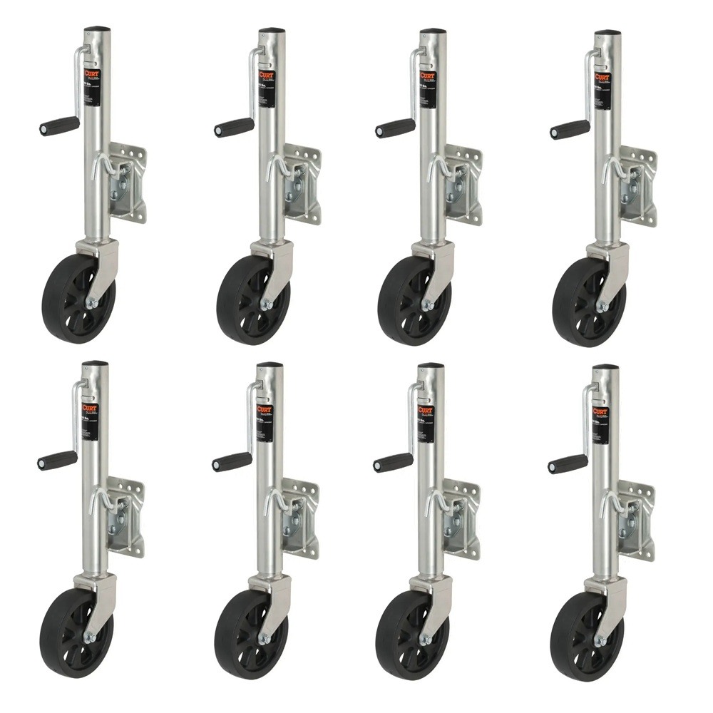 CURT 8x 1,500 lb Marine Jacks with 8" Wheel and Sidewind Handle CURT 1.5K Marine Trailer Jack with 8-Inch Wheel and 10-Inch Travel – 8-Pack