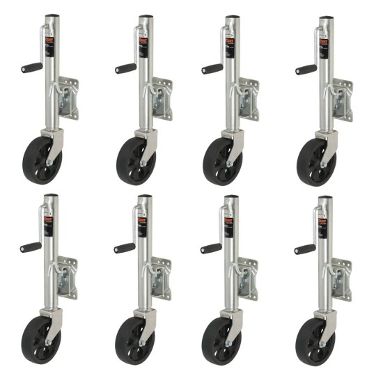 CURT 8x 1,500 lb Marine Jacks with 8" Wheel and Sidewind Handle CURT 1.5K Marine Trailer Jack with 8-Inch Wheel and 10-Inch Travel – 8-Pack