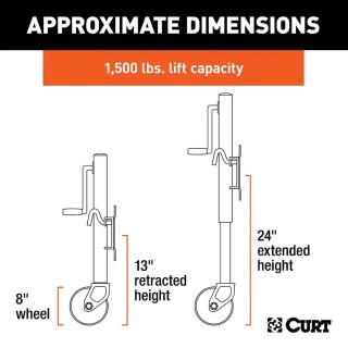 CURT 1,500 lb Sidewind Marine Jack 10-Pack with 8" Wheel and Swivel Mount CURT 1.5K Marine Trailer Jack with 8" Wheel and 10" Travel, Pack of 10