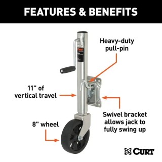 CURT 1,500 lb Sidewind Marine Jack 10-Pack with 8" Wheel and Swivel Mount CURT 1.5K Marine Trailer Jack with 8" Wheel and 10" Travel, Pack of 10
