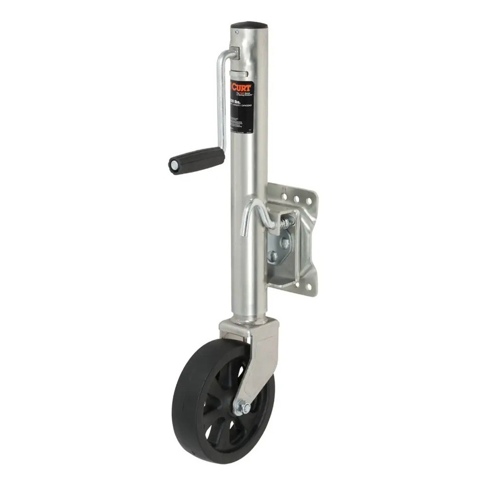 CURT 1.5K Marine Trailer Jacks with 10" Travel and 8" Wheels – 4 Pack CURT 1.5K Marine Trailer Jack with 8" Wheel, Sidewind, Swivel Mount (4-Pack)