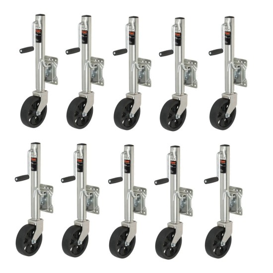 CURT 1.5K Marine Jack with Swivel Mount, 8" Wheel, 10" Travel – 10-Pack CURT Marine Trailer Jack with 8-Inch Wheel and Sidewind Handle – 1,500 lbs Capacity